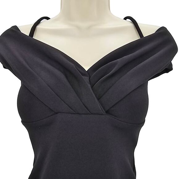Nookie Womans size XS Phoenix Off Shoulder Midi Dress Gown in Black Bodycon NEW - Picture 2 of 8